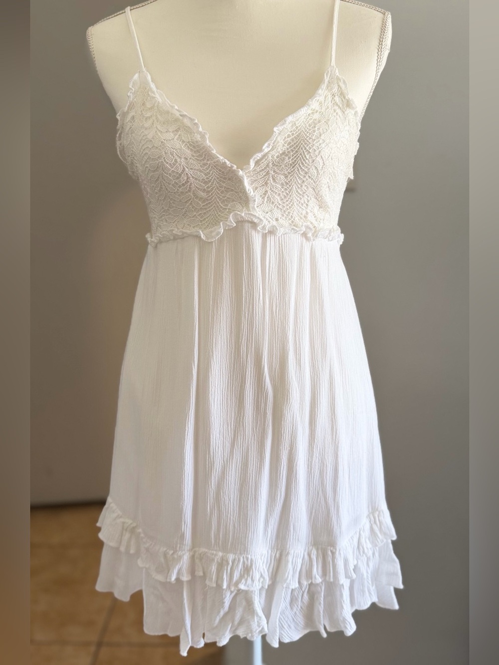 Ocean Drive White Lace-Trim Slip Chemise